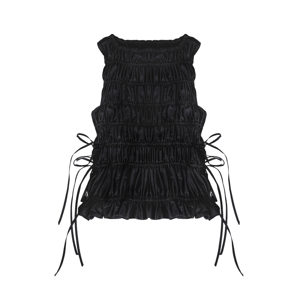 Ivy Off the Shoulder Shirred Side Top - Black main image 1